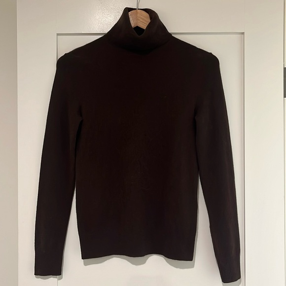 Polo Ralph Lauren Slim Fit Washable Cashmere Brown Turtleneck Sweater - Picture 1 of 8